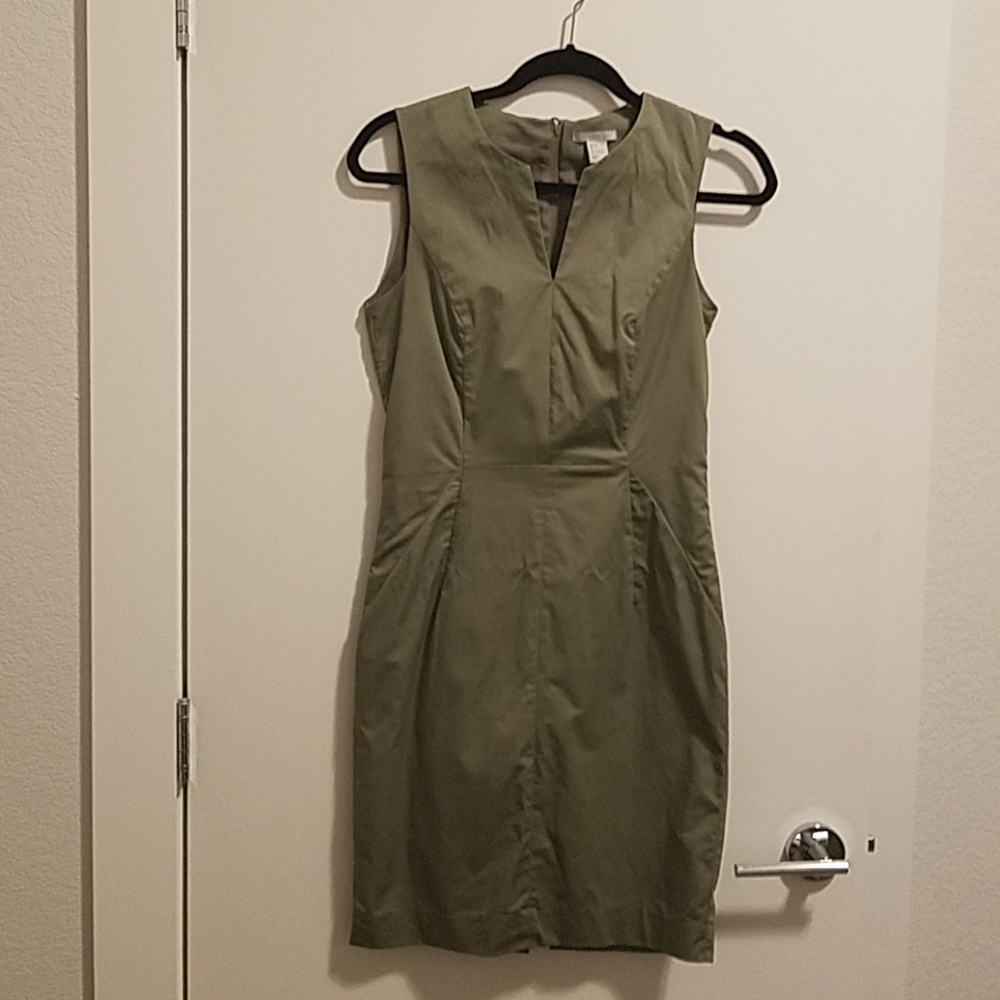 H&M olive green sheath dress